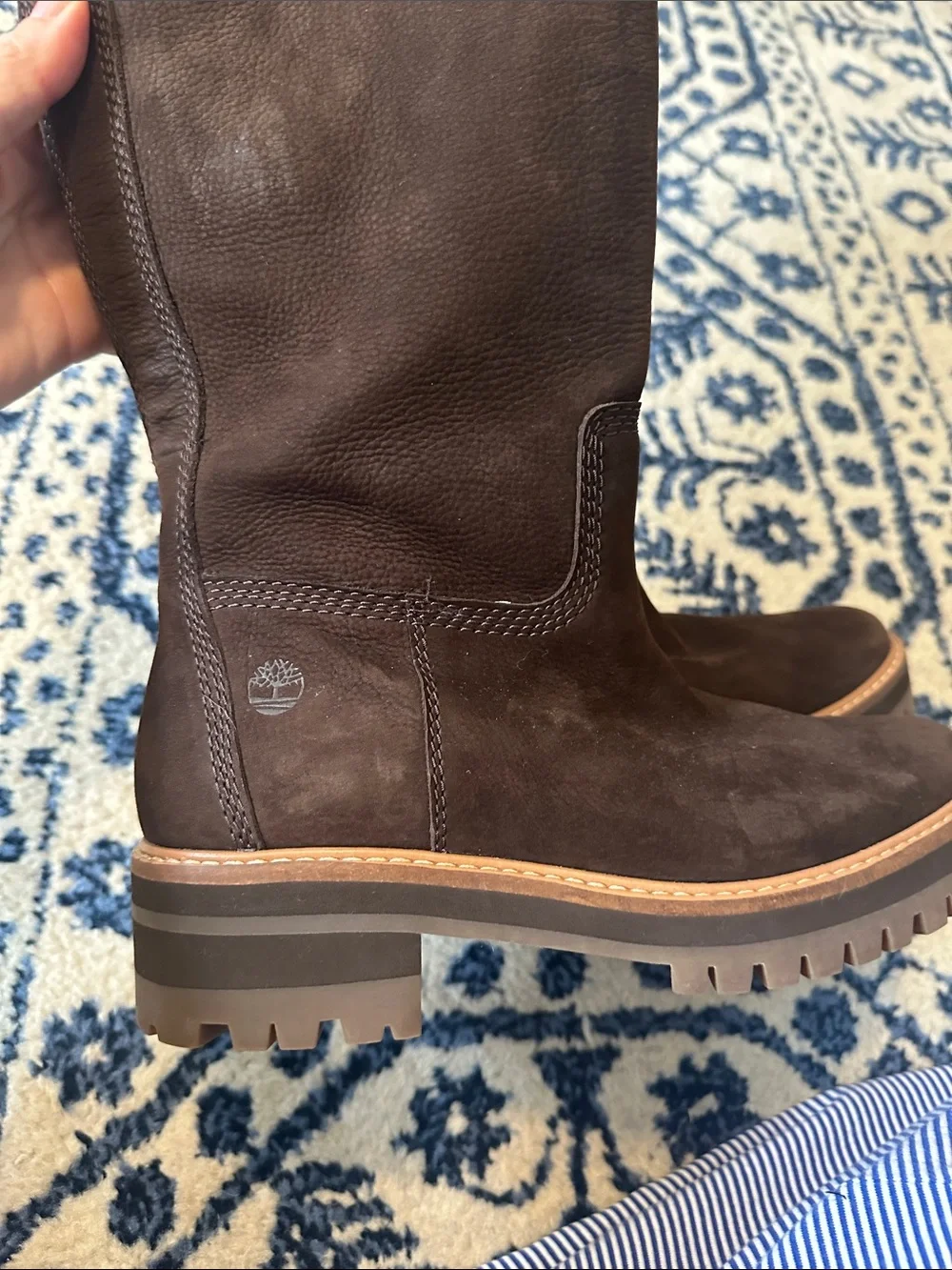 Timberland Courmayeur Dark Brown Suede Knee-High Lug Sole Boots